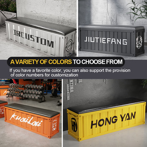 مقعد تخزين الحديد التجاري الشاق مقعد معدني على الطراز الصناعي لمطعم صالة الألعاب الرياضية متجر الملابس بار حديقة مركز تجاري - Product Image 3