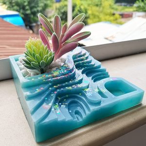 14025 stampo in Silicone per fioriera in cemento quadrato da campo a strati - Product Image 4