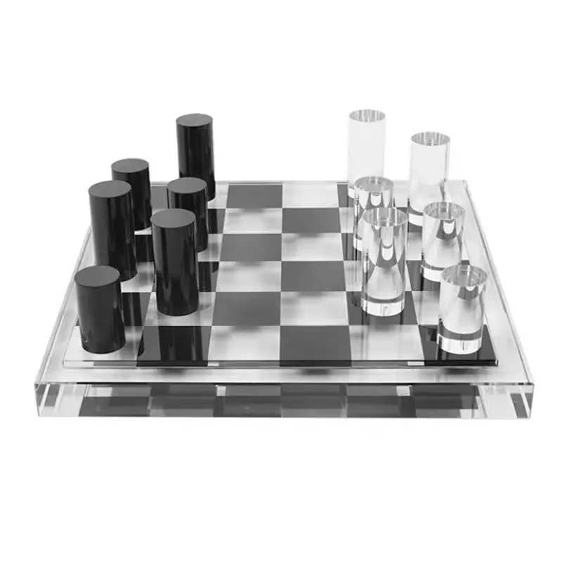 مخصص أعلى لغز عارضة رائعة لعبة مجلس هدية مربع الاكريليك الشطرنج مجموعة