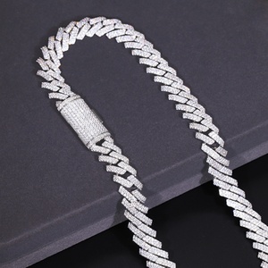 Wholesale 15mm Hip Hop VVS <b>Diamond</b> <b>Necklace</b> 925 Sterling Silver Iced Out Cuban Link Moissanite Chain - Product Image 4