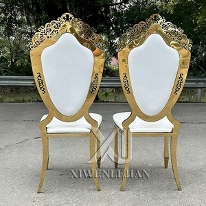 Sillas de Banquete de Acero Inoxidable Dorado de Excelente Calidad para Hoteles y Restaurantes Modernos de Lujo, Silla de <span class=keywords><strong>Reina</strong></span> para Bodas, Fiestas y Cenas - Product Image 4