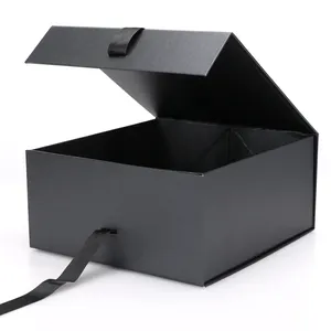 Wholesale Luxury Large <b>Black</b> Cardboard <b>Gift</b> <b>Boxes</b> Custom Magnetic Closure with Embossing Sponge Liner Self Erecting Packaging - Product Image 2
