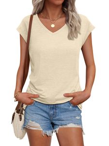 Women Solid V Neck Short Sleeve Soft Fabric Office Casual <b>Tunic</b> Shirts - Product Image 3