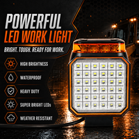 Feux de signalisation LED 2-en-1 6000K blanc 3000K ambre 25W, lampe de travail carrée pour camion tout-terrain, construction, tracteur