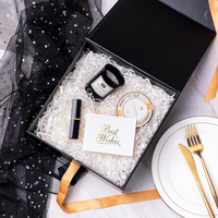 Boîte cadeau de luxe en papier avec fermeture magnétique, impression personnalisée en or noir, pour un joyeux 50e anniversaire ou un mariage, avec ruban en satin