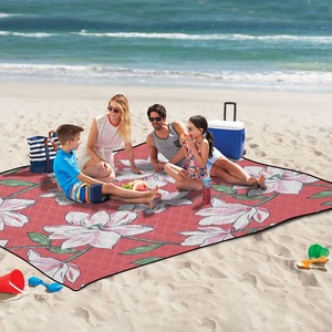 Hawaiian Tropical Flowers Oversized <b>BBQ</b> Blanket Waterproof Picnic Quilted Washable <b>Camping</b> Mat Foldable Cooler Bag - Product Image 6