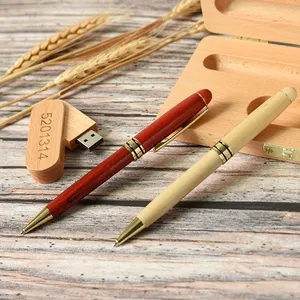 Pena pulpen kayu kustom, pena bentuk Usb Flash Drive 2.0 64gb 32gb 16gb 128mb 4gb stik memori Flash