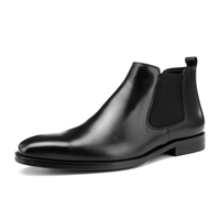 Chelsea Boot kulit sapi asli Vintage pria, sepatu Ankle kelas atas kulit sapi nyaman kantor Formal