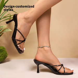 Nouvelle Arrivée – Sandales à Talons Hauts Fins et Sexy pour <span class=keywords><strong>Femme</strong></span>, avec Tige en Forme d'Araignée à 3 Cercles Entrecroisés, <span class=keywords><strong>Talon</strong></span> Carré Effilé 7cm MuY009 - Product Image 2