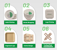 Ensemble de vaisselle jetable écologique en bagasse de canne à sucre comprenant un récipient pour aliments en pulpe et des assiettes à déjeuner pour plateaux à sushi