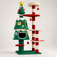 Tour pour chat en forme de sapin de Noël en gros avec cachettes pour chat, griffoirs, lit de repos en peluche et plateformes de jeu