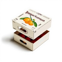 Boîte cadeau alimentaire en carton ondulé personnalisée Qing Wang pour fruits (kumquat et raisin), sur mesure avec impression UV et emballage couvercle-plat