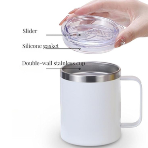 Vaso de café reutilizable al vacío con aislamiento de acero inoxidable de 12OZ, <span class=keywords><strong>taza</strong></span> de café de doble pared con asa - Product Image 3