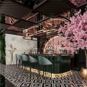 طاولة نبيذ رخامية منزلية مُضاءة حديثة ومخصصة ، تصميم مطعم ، متجر - Product Image 3