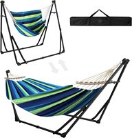 Hamac et chaise oscillante 2 en 1 avec support pliable en acier, portable et réglable, facile à installer pour la balançoire extérieure et intérieure.