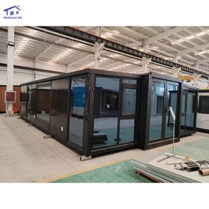 บ้านคอนเทนเนอร์แบบขยายได้ ผนังกระจกสองชั้นทันสมัย บ้านวิลล่าเคลื่อนที่แบบพับได้โครงเหล็ก บ้านสำเร็จรูป บ้านโมดูลาร์ ร้านค้า - Product Image 1