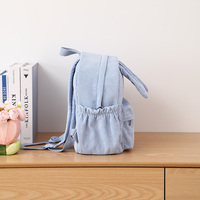 Sac à dos en velours côtelé avec logo personnalisé, motif lapin, mignon, pour enfants, sac d'école, esthétique, style preppy, sac à dos pour tout-petits