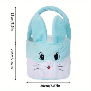 DAMAI Plush Easter Bunny <b>Basket</b> with Long Plush Personalized <b>Egg</b> Hunting Easter Bags Tote Bags for Easter Decorations Candy - Product Image 2