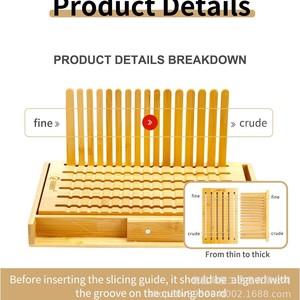 Yang Xing Bamboo <b>Bread</b> Slicer Wooden Cutting Board Foldable Toast <b>Cutter</b> Kitchen Gadget Set Baking Tool - Product Image 5