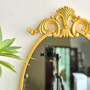 Rustic Eco-friendly Golden Color Metal Framed <b>Wall</b> Hanging <b>Mirror</b> Wholesale Iron Material Flower Design - Product Image 6