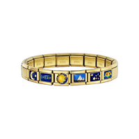 Nouveauté, bracelet à breloques unisexe en acier inoxydable 304 de 9 mm, plaqué platine italien, étanche, personnalisable, avec un motif de ciel nocturne bleu et des étoiles