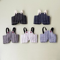 Salopette rayée rétro personnalisable de 10 cm pour poupée, joli pantalon à bretelles pour poupée en peluche, tenue de remplacement