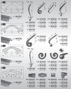 Composants <span class=keywords><strong>en</strong></span> <span class=keywords><strong>fer</strong></span> <span class=keywords><strong>forgé</strong></span> éléments forgés <span class=keywords><strong>fer</strong></span> plat <span class=keywords><strong>en</strong></span> acier forme large volute forgée à chaud j pour balustrade de main courante de garde-corps de porte - Product Image 3