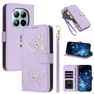 Étui de téléphone en cuir à fermeture éclair papillon pour Xiaomi Redmi Note 15 Pro Plus 14 Pro+ 13 4G <span class=keywords><strong>14S</strong></span> 5G, housse magnétique avec porte-cartes - Product Image 3