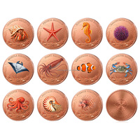 Pièce de monnaie en cuivre rouge sur mesure sur le thème de la faune marine, 1 once, en capsule, vente en gros