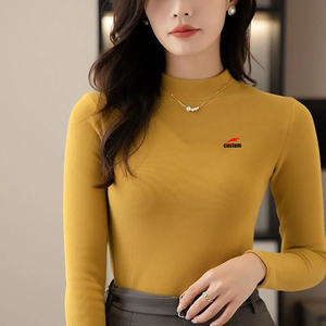 Maglietta Invernale Personalizzata a Collo Alto, Maniche Lunghe con Fodera in Pile, Top da <span class=keywords><strong>Donna</strong></span> Termoisolante - Product Image 3