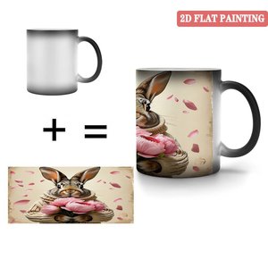 Tasse à thé relaxante pour l'après-midi à la maison, noire givrée, 11 oz, en céramique, tasse magique changeante de couleur à la chaleur - Product Image 4