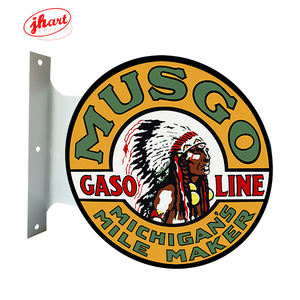 Plakat Flens Bulat 12x15,8 inci, Cetak Dua Sisi, GILMORE Gasoline, Papan Logam Flens, Dekorasi Dinding Garasi Bengkel, Papan Timah untuk Ruang Pria - Product Image 2