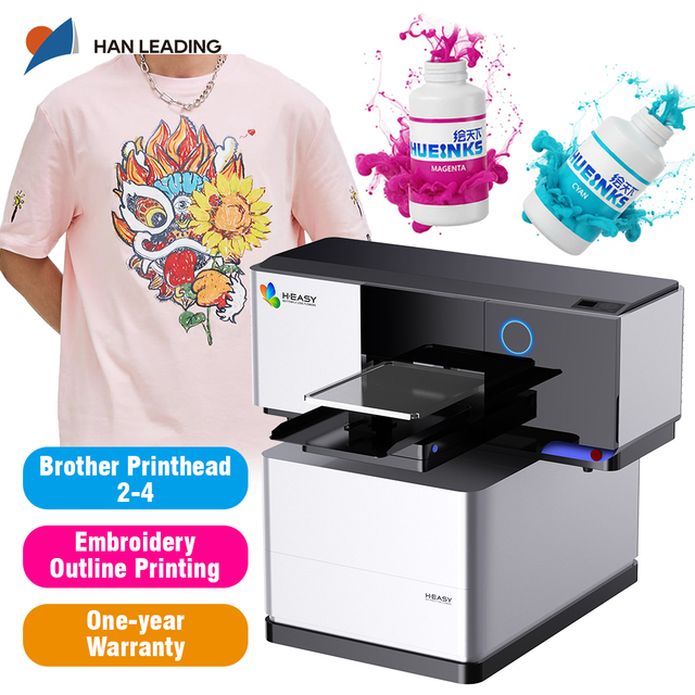 New H EASY 40x50cm Automatic DTG Direct to Garment Flatbed Digital Printer for Cotton T-Shirts Hoodies Sportswear Printing