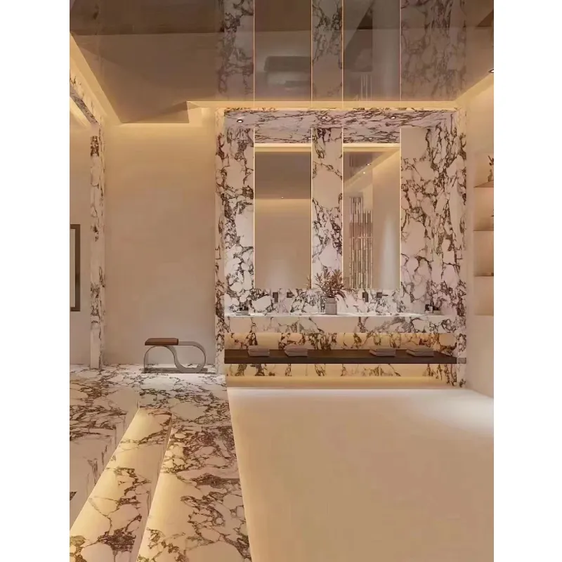 2400x1200x9mm Calacatta viola porcelana mármol aspecto losa azulejo de pared para pared interior