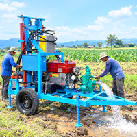 Petite machine de forage de puits d'eau agricole diesel 35 CV sur roues, 200 m, pour l'irrigation des fermes, certifiée CE
