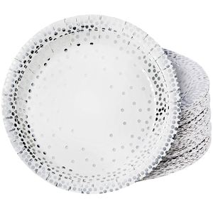 OEM Disposable 9-Inch Round Party <b>Plates</b> Modern Polka Dotted Confetti Foil Designs for Birthday Parties-Factory Direct Supplies - Product Image 1
