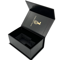 Boîte cadeau magnétique pliable noire avec impression dorée, boîte rigide à couvercle rabattable pour emballage de parfums et cosmétiques, vente en gros
