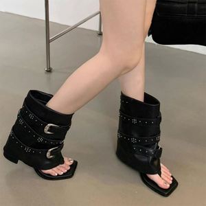 <strong>Thong</strong> Back Zip Ankle Boots Strappy Low Hidden <strong>Wedge</strong> Heel <strong>Womens</strong> Open Toe <strong>Thong</strong> Shoes Sandals - Product Image 4