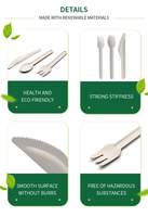 Couverts jetables écologiques et compostables en bagasse, couteau, fourchette et cuillère de 7 pouces pour les fêtes
