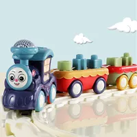 Büyük parçacık tren yapı taşı setleri DIY eğitici oyuncaklar hafif müzik çocuk aydınlanma oyuncak seti bulmaca oyuncaklar çocuklar için