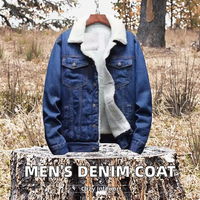 Veste en jean blouson à simple boutonnage de style vintage pour homme avec doublure en fourrure, réversible, 100% coton, grande taille