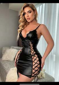 Conjunto de lencería erótica con falda de charol para mujer - Product Image 5