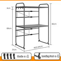 Support de four à micro-ondes moderne à 3 niveaux, réglable en largeur et en hauteur, en acier au carbone, étagère de rangement de cuisine, organisateur de comptoir, vente en gros