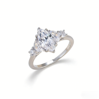 Vente en gros d'usine : bagues en argent sterling 925 serties de diamants Moissanite, acceptant les logos et les designs personnalisés
