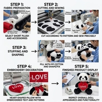 Peluche Ours Panda en Forme de Cœur avec Nœud Rouge, Tissu Super Doux, Anti-Stress, Cadeau pour la Saint-Valentin
