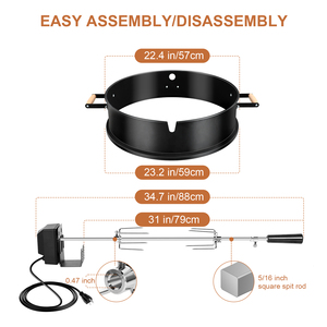 Model baru baja tahan karat barbekyu Rotisserie BBQ ketel Rotisserie cincin dengan pegangan - Product Image 6