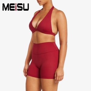 China Supplier Breathable <strong>Activewear</strong> for Women Custom Workout Shorts Halter Neck <strong>Yoga</strong> Bra Open Back Sports Bra for Gym Wear - Product Image 5