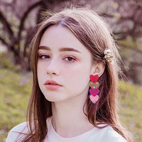 Valentijn Cadeau Liefde Vrouwen Kralen Oorbellen Roze Hart Bengelen Mode Sieraden Dames Oorbellen