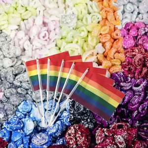 Banderas de Arcoíris Impresas Digitalmente a Doble Cara Multicolores Baratas de Alta Calidad, Banderas de Mano Pequeñas de Poliéster de 14x21 cm de Todos los Países - Product Image 3