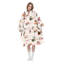 Sherpa Oversize Wearable Flanelle Couverture Doux Chaud Épais Grand Sweat À Capuche Couverture Douce Couverture À Capuche avec Finition 3D